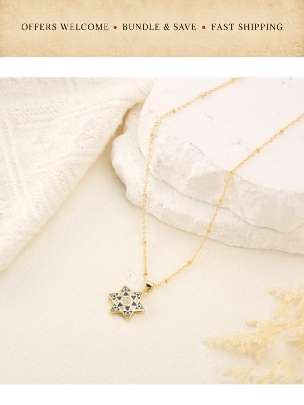 Star of David Necklace Gold Plated Hexagon Chain Jewish Pendant Gift - Picture 5 of 6